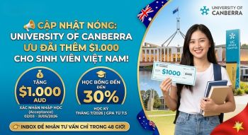 Đại học Canberra (UC) Tuyển Sinh 2026: Ưu Đãi $1.000 Và Học Bổng 30%