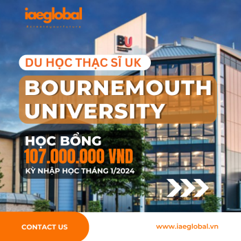 DU HỌC THẠC SĨ UK KỲ NHẬP HỌC THÁNG 1/2024 - HỌC BỔNG LÊN ĐẾN 120.000.000 VND - BOURNEMOUTH UNIVERSITY