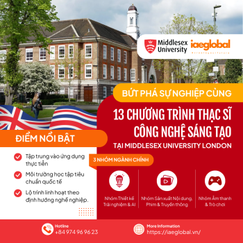 BỨT PHÁ SỰ NGHIỆP CÙNG 13 CHƯƠNG TRÌNH THẠC SĨ CÔNG NGHỆ SÁNG TẠO TẠI MIDDLESEX UNIVERSITY LONDON!