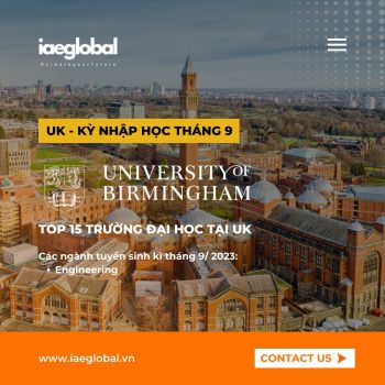 NHẬP HỌC NĂM NHẤT TẠI UK THÁNG 9/2023 - University of Birmingham
