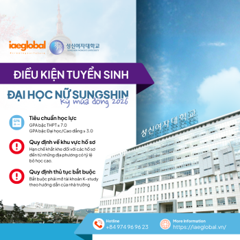 Du học Hàn Quốc: Điều kiện tuyển sinh Đại học Nữ Sungshin kỳ Mùa Đông 2026